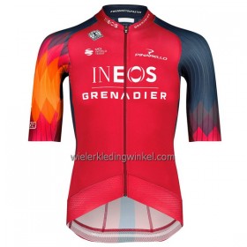Set Fietsshirt + Korte Koersbroek 2023 INEOS Grenadiers Rood Donkerblauw